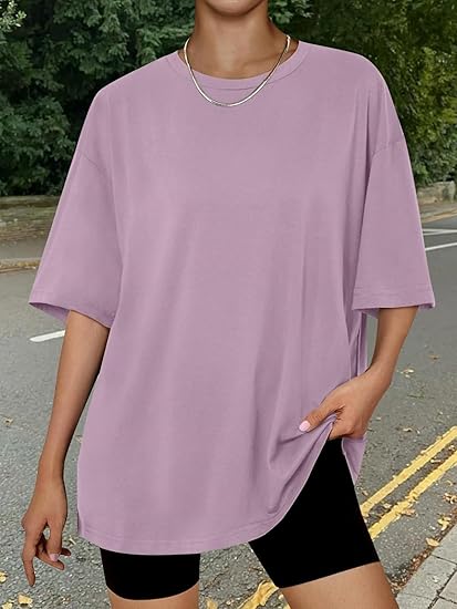 Trendy Queen Womens Oversized Summer T-Shirts Plus Size Short Sleeves Workout Tops