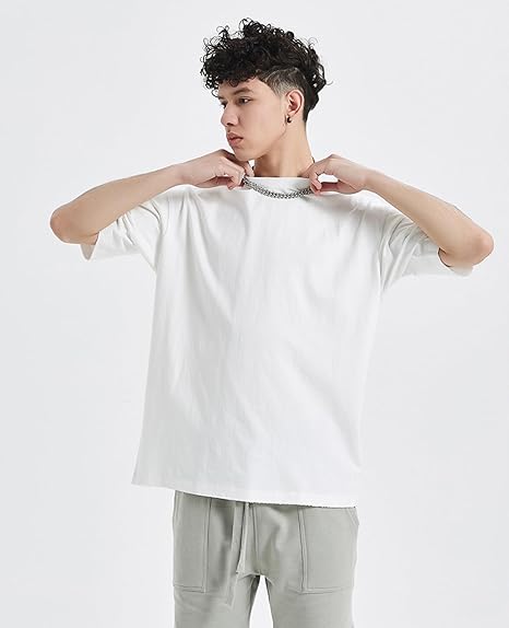 Mens Oversized T-Shirts Fashion Loose Fit Crewneck Tshirt Streetwear Heavyweight Short Sleeve Gym Workout Tops