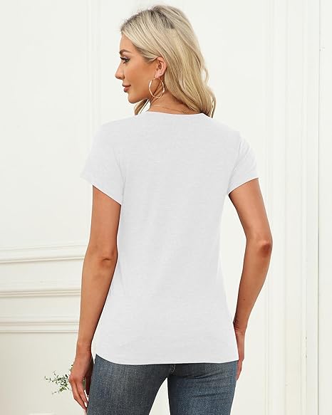 Memorose Womens Short Sleeve Tops Summer T Shirts Round Neck Casual Fashion Basic Tee